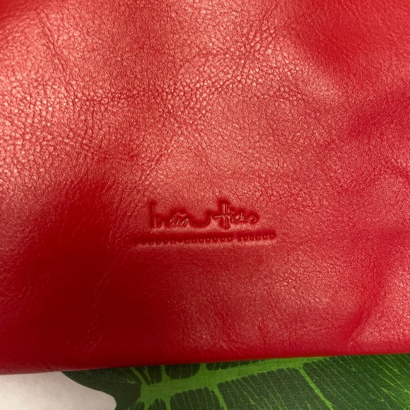 India Hicks Red Leather Zippered Clutch
